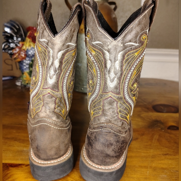 White Wolf Brown Embroidered Cowboy Boots Viboron Mexico 6 - Picture 10 of 13